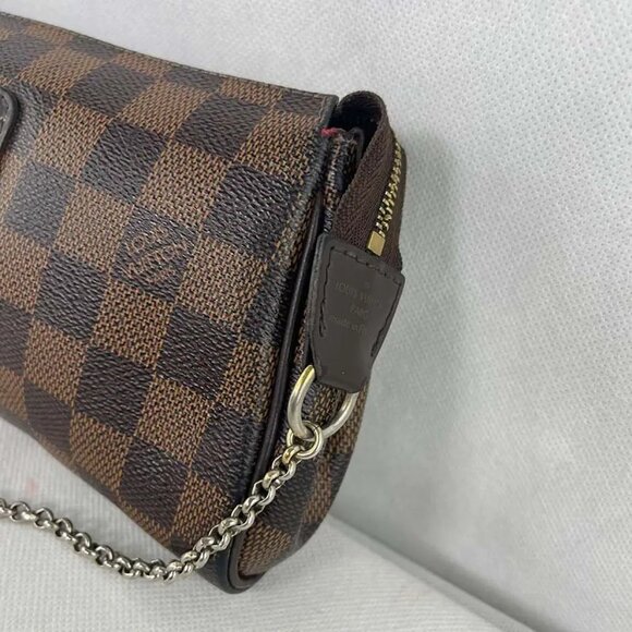 Authentic Louis Vuitton Eva Clutch Damier Ebene Canvas Shoulder Bag - Picture 3 of 9